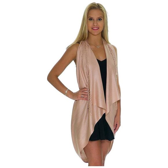 Pashmina Shawls and Wraps for Evening Dresses Pale Rose Gold - Picture 3 of 7